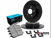 Jeep Renegade Brake Kit - Rear - R1 Concepts - Ceramic Brake Pads - eLINE Black Drilled + Slotted Rotors