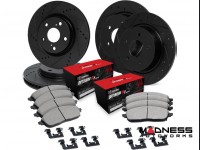 Jeep Renegade Brake Kit - Front +  Rear - R1 Concepts - Optimum OEp Brake Pads - eLINE Black Drilled + Slotted Rotors