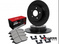 Jeep Renegade Brake Kit - Front - R1 Concepts - Optimum OEp Brake Pads - eLINE Black Drilled + Slotted Rotors