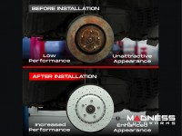 Jeep Renegade Brake Kit - Rear - R1 Concepts - Optimum OEp Brake Pads - eLINE Drilled + Slotted Rotors