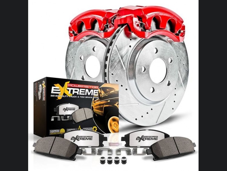 Jeep Renegade Brake Kit - Front - Powerstop - Drilled/ Slotted Rotors + Ceramic Pads + Red Calipers