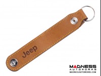 Jeep Keychain - Brown Leather Band w/ Embossed Jeep Logo